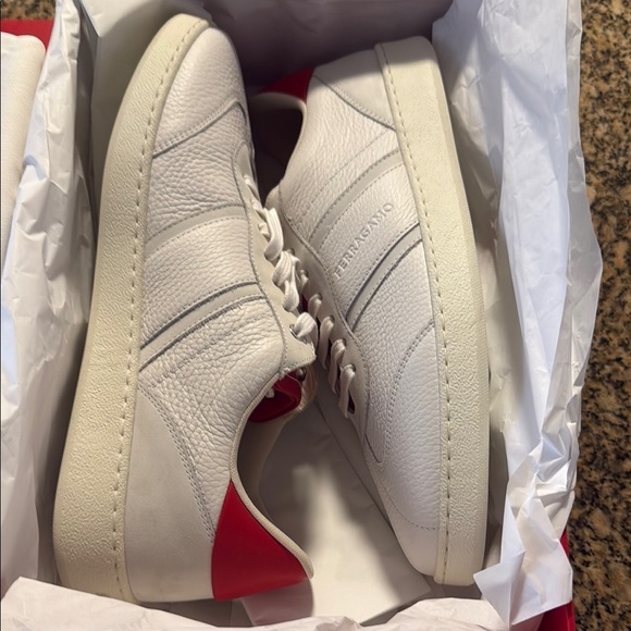Salvatore Ferragamo Other - Salvatore Ferragamo Men's White and Red Sneakers